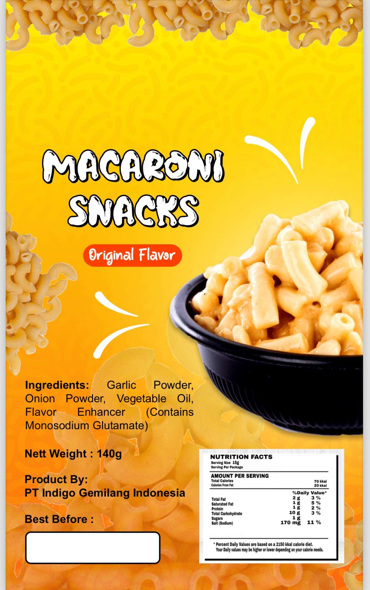 Premium Quality Macaroni Snack Original Flavor 140g